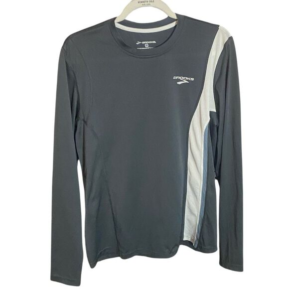 Brooks Equilibrium Technology Long Sleeve Running Shirt Gray Black Size M Athlet - Picture 1 of 6